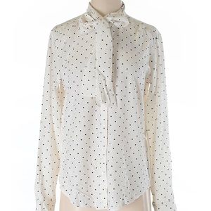 Uniqlo polka dot pussy-bow long-sleeve blouse